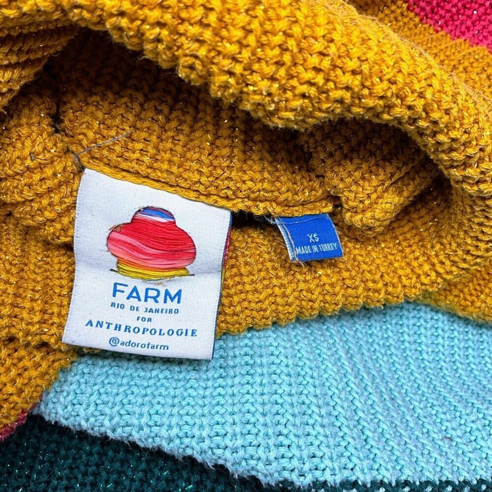 Farm Rio x Anthropologie The Boldly Stripe Knit Turtleneck Sweater Size XS Multi - Picture 8 of 10
